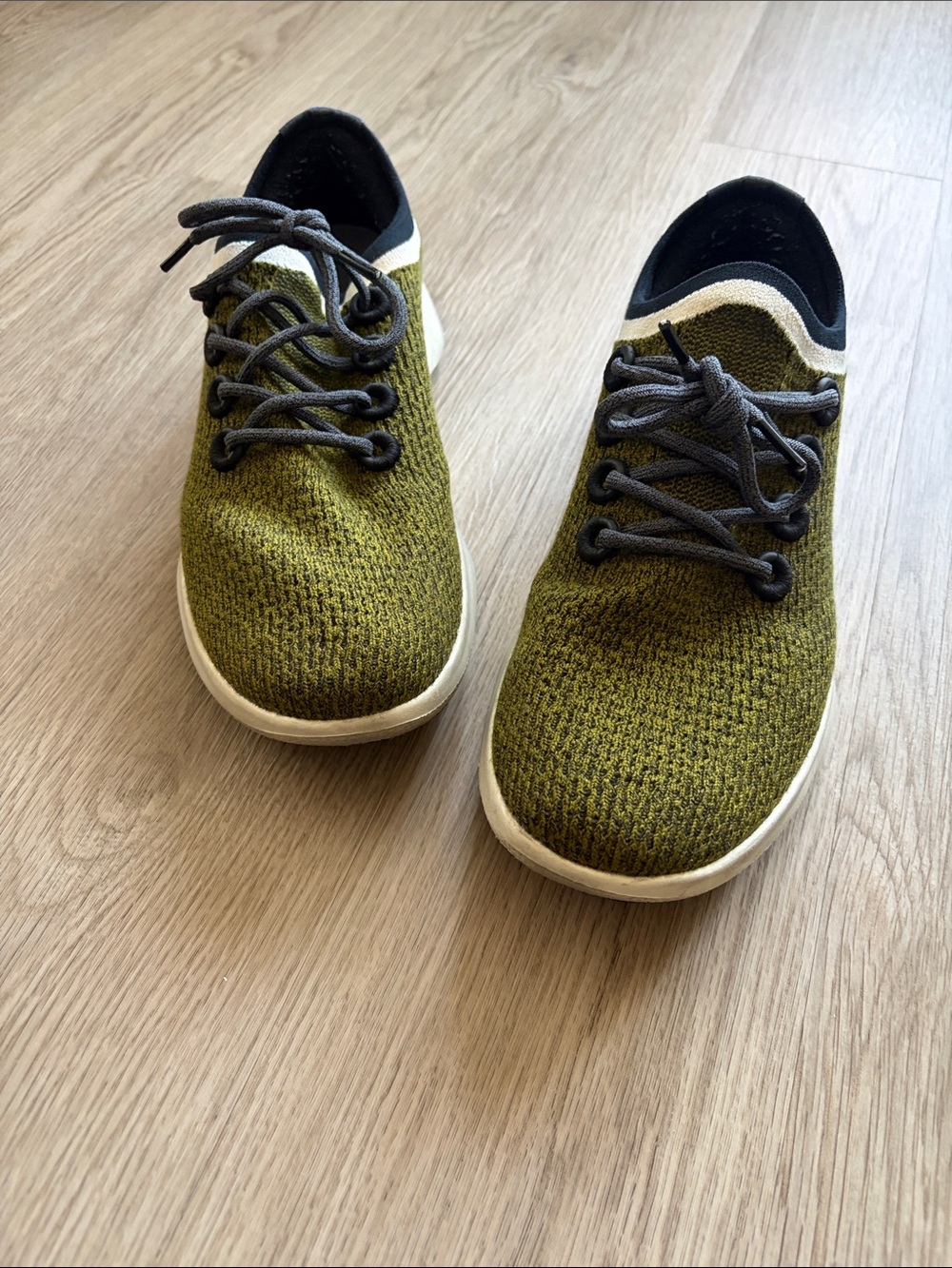 allbirds Men's Olive Green Knit Lace-Up Sneakers